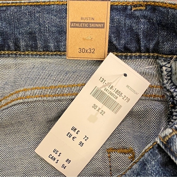 Abercrombie Fitch 30x32 NWT Rustin Athletic Skinny Mens Jeans Stretch Distressed - Picture 7 of 11
